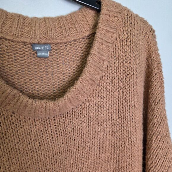 Aerie Brown Oversized Knit Sweater Wool Blend XXL - Picture 4 of 9